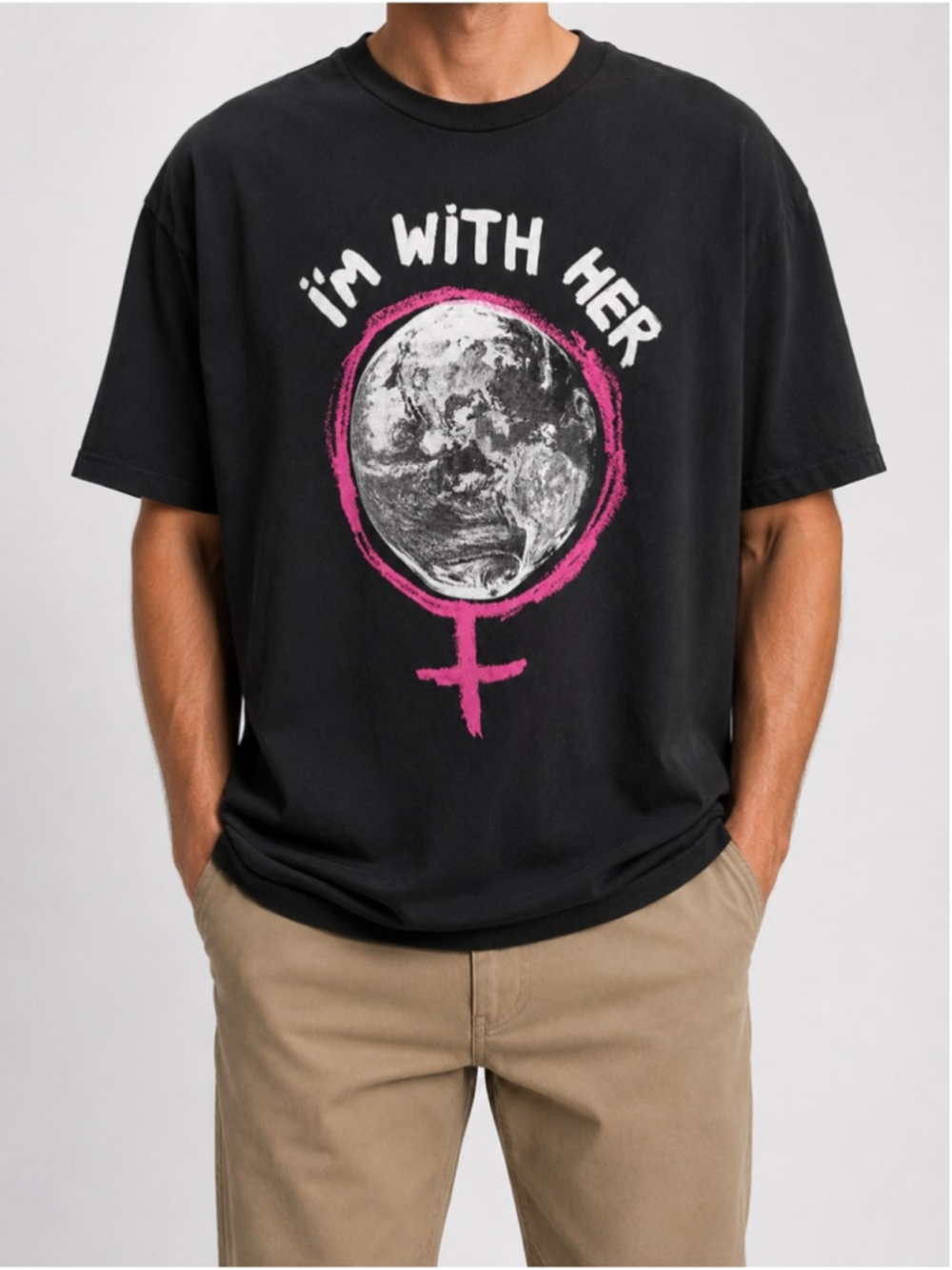CHNGE I’m With Her Earth Graphic Tee Sz M EUC
